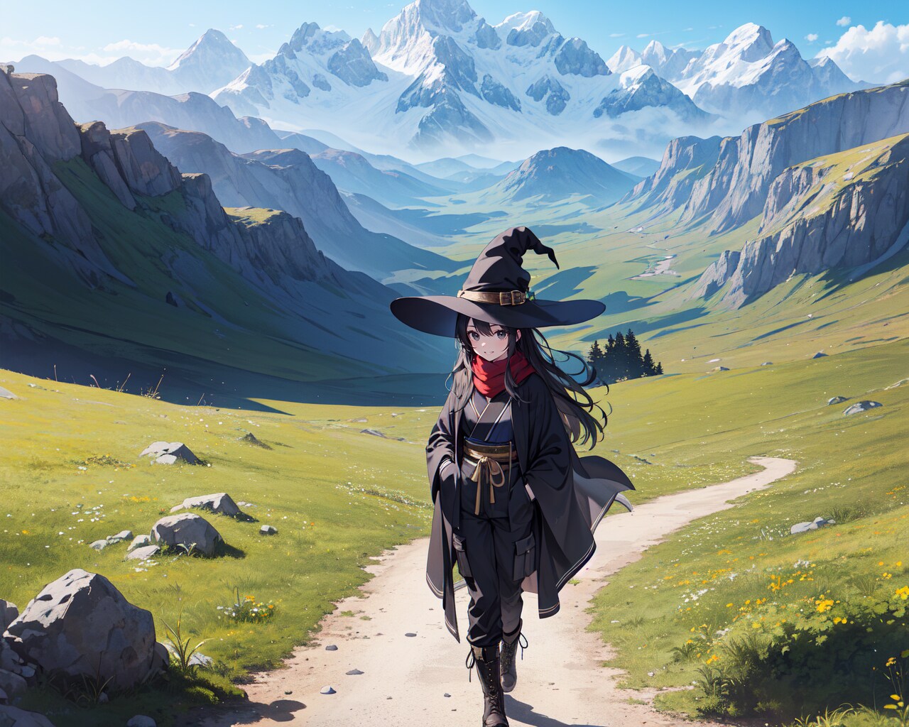 山々を歩き旅する魔女