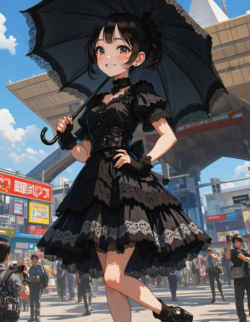 藍乃雫一周年記念：黒のスカイラインR32前でのレースクイーン撮影会