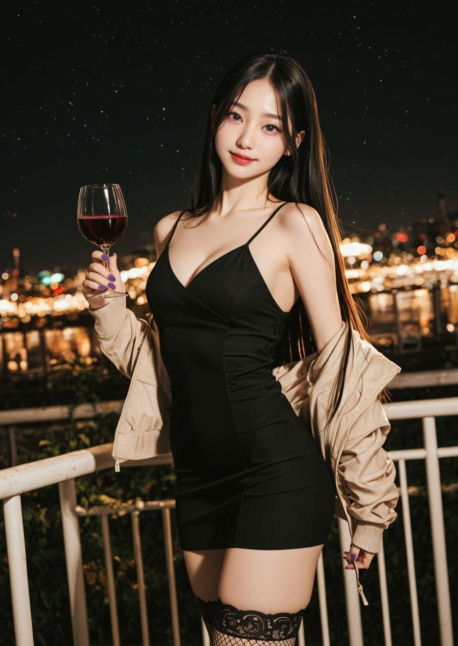 しずか 公園 夜景 タンクトップ スカート 後ろ姿 立ち姿 | の人気AIイラスト・グラビア