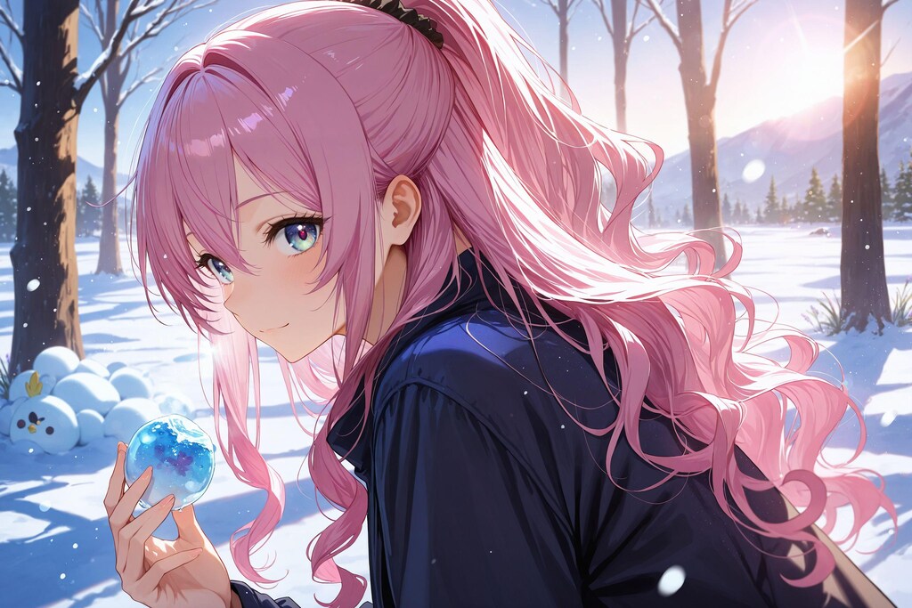 雪玉を投げようとしている少女