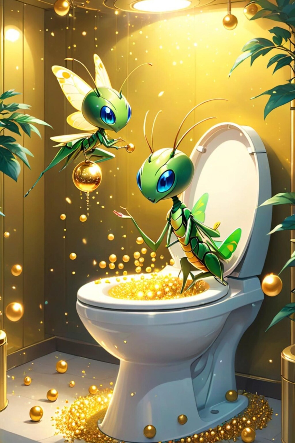 トイレとカマキリと蝶