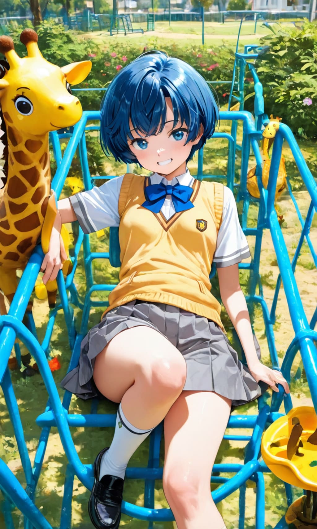 公園のキリンと柑菜ちゃん