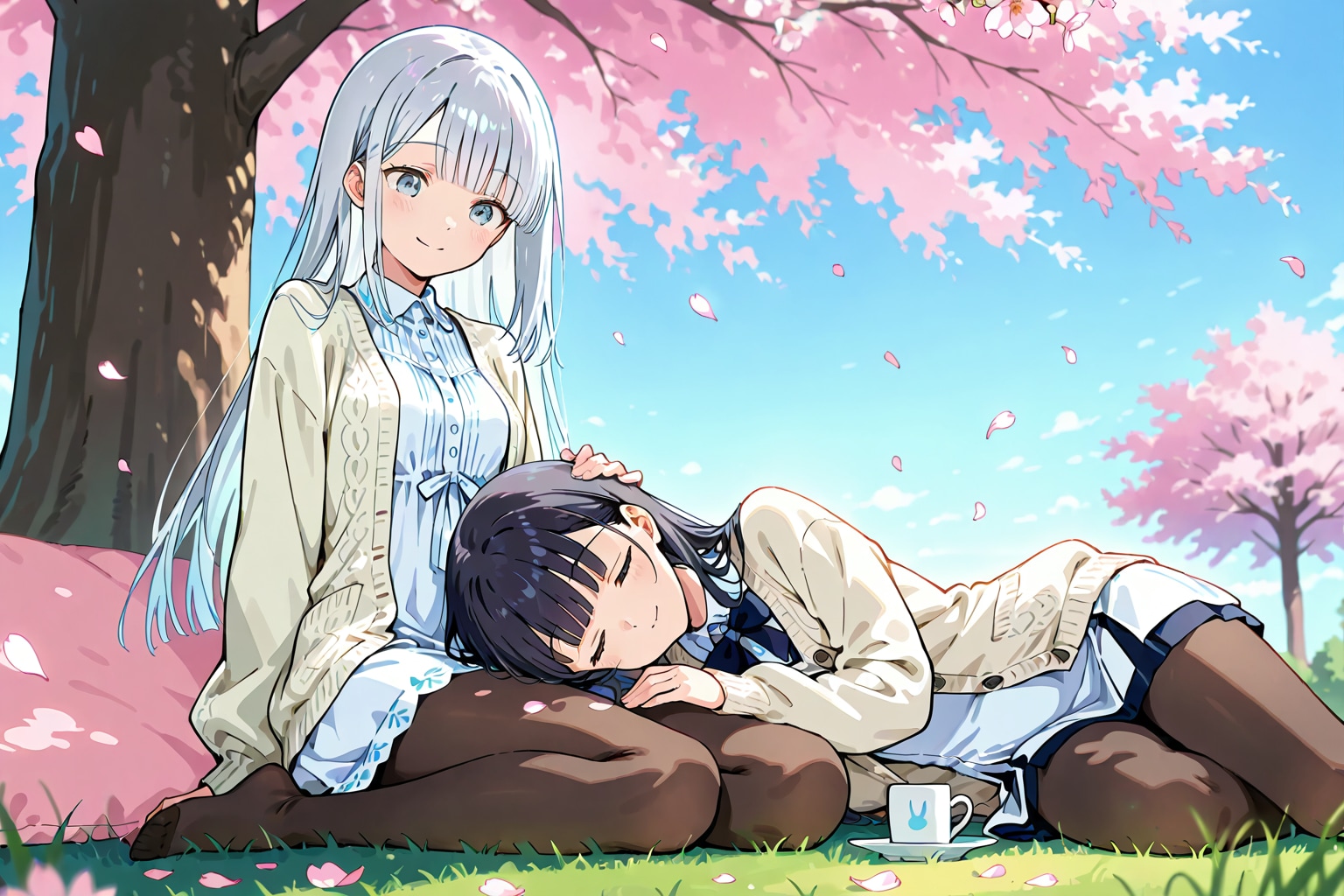 桜の木の下で、まどろんで | の人気AIイラスト・グラビア
