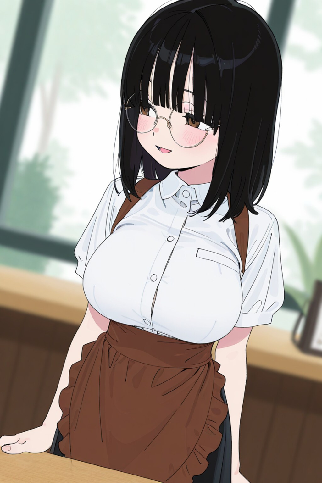 クラスの巨乳過ぎる地味子がアルバイトをしていた