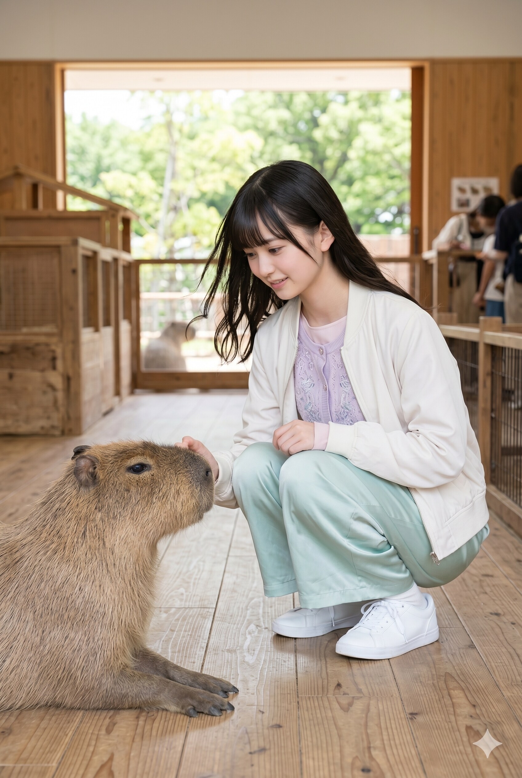 普通の美少女　ふれあい動物園・カピパラ