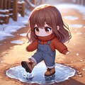 水たまりに氷が張ったよ！ 3枚目