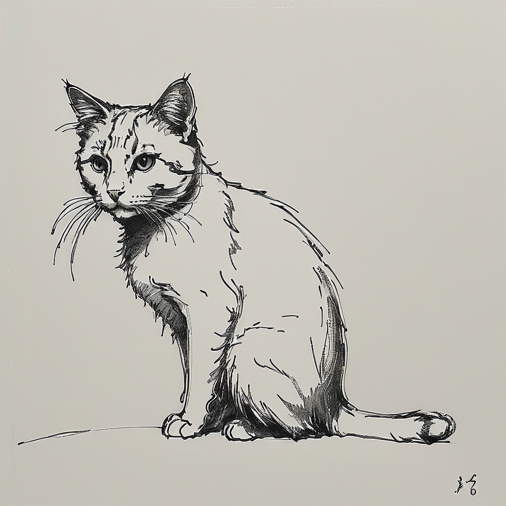 良い猫（ペン画）