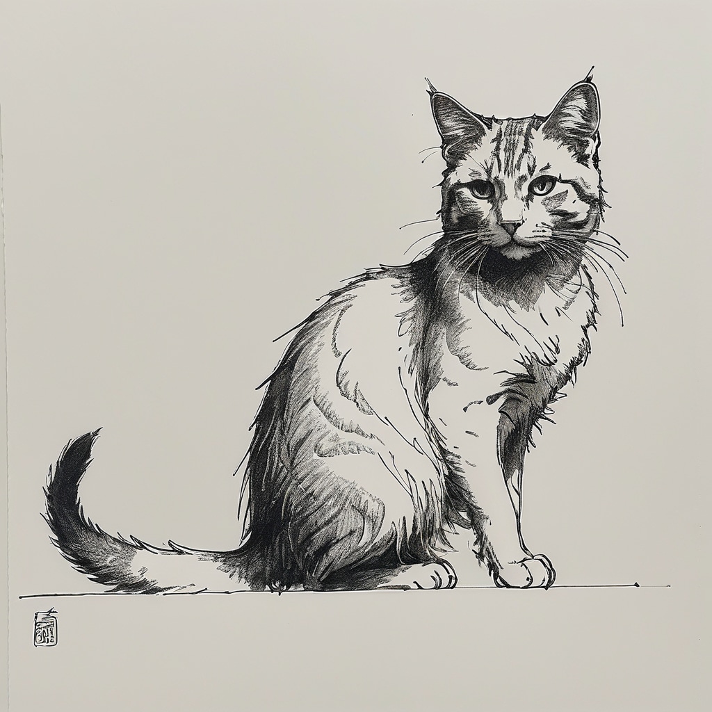 良い猫（ペン画）