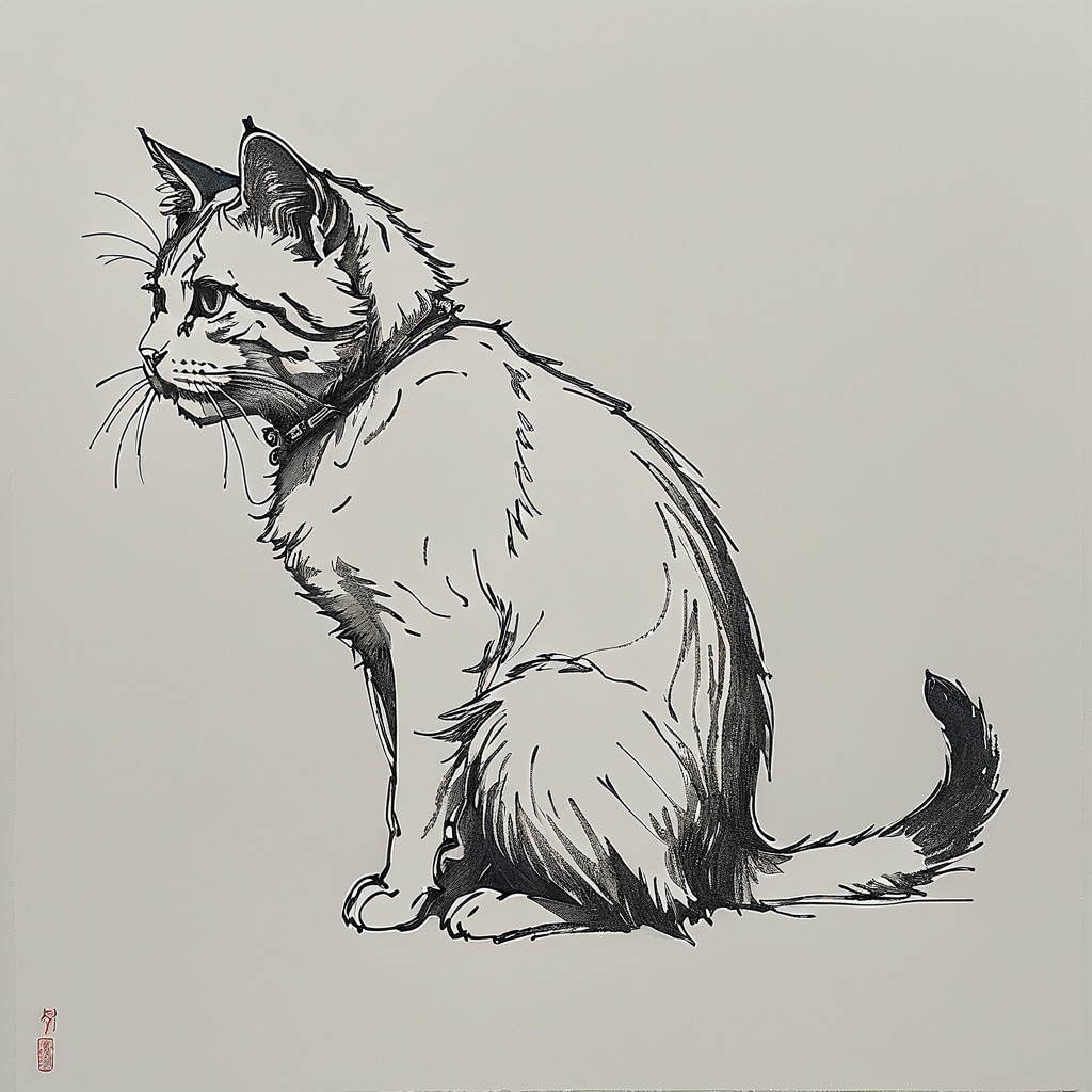 良い猫（ペン画）