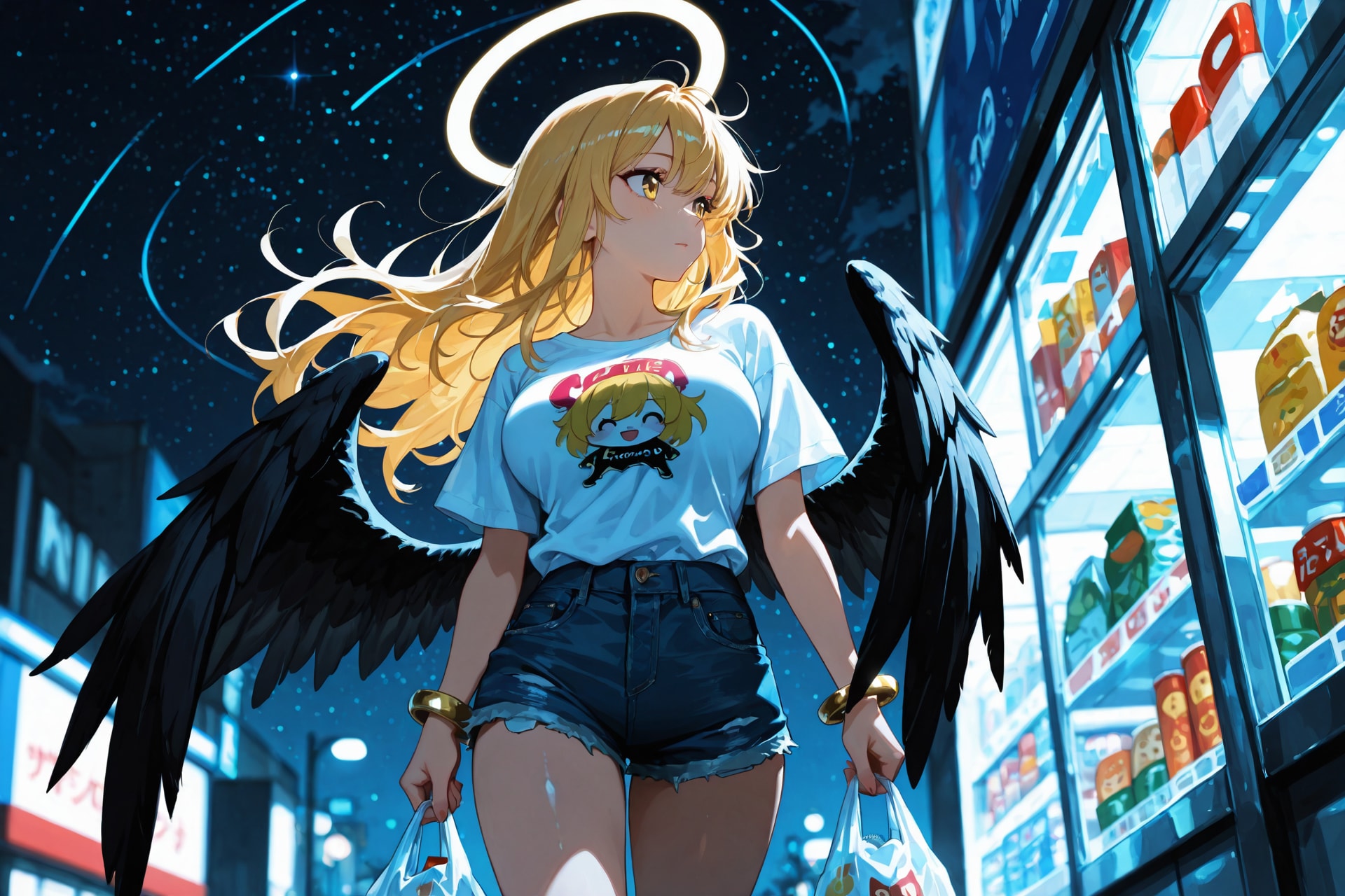 買い物帰りの堕天使ちゃん | の人気AIイラスト・グラビア