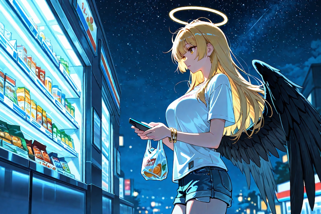 買い物帰りの堕天使ちゃん