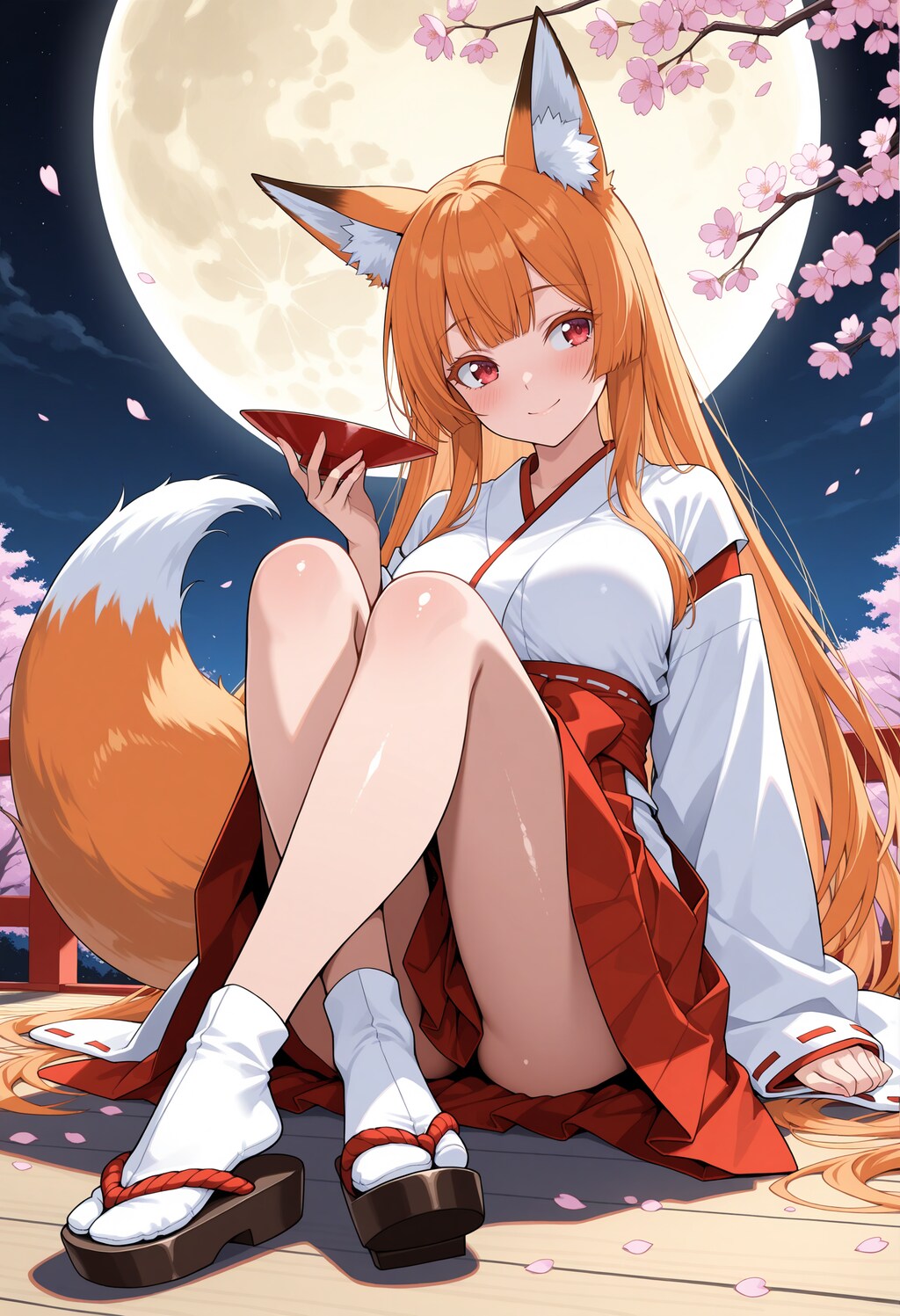 杯に　映る月影　揺れて咲く