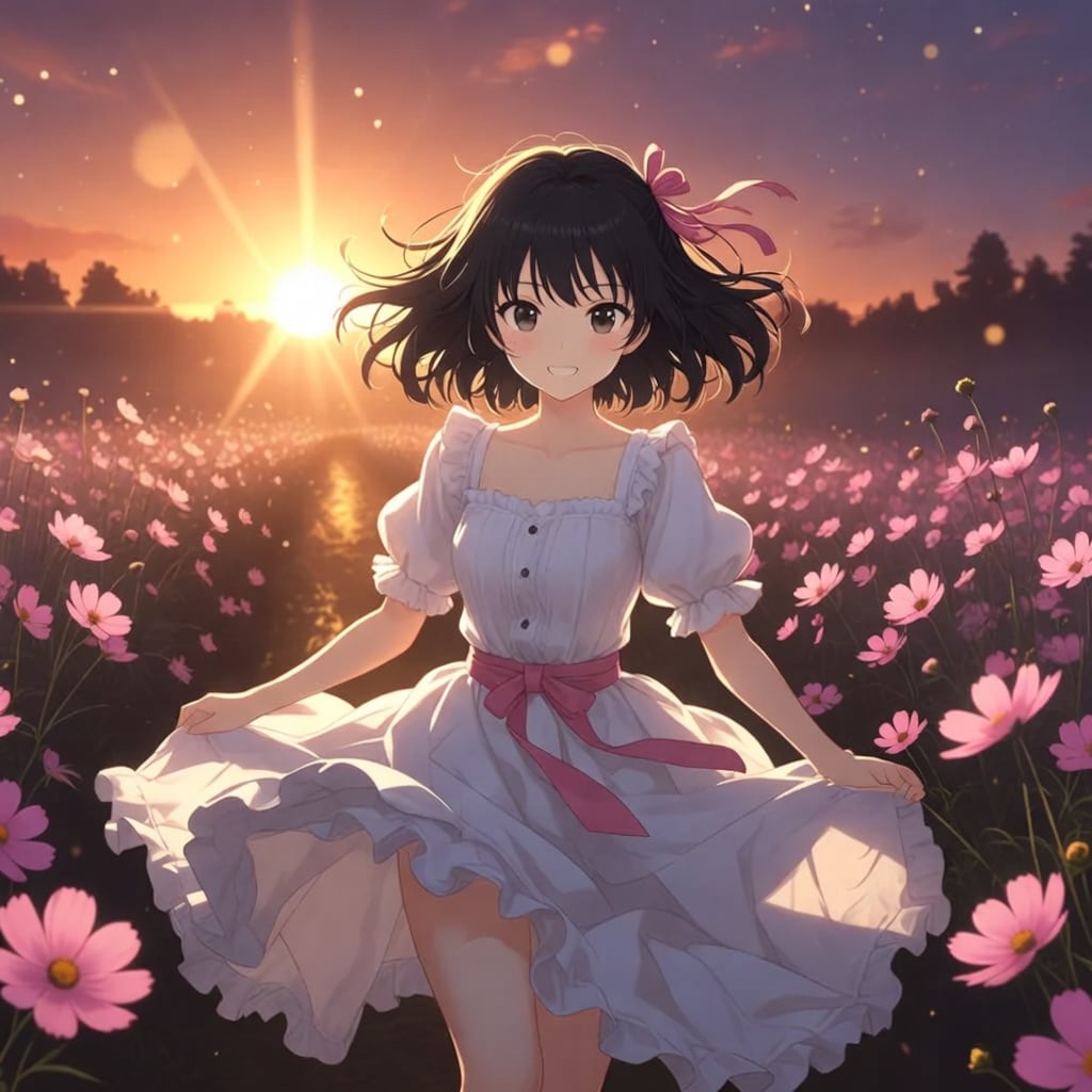 コスモス畑の少女