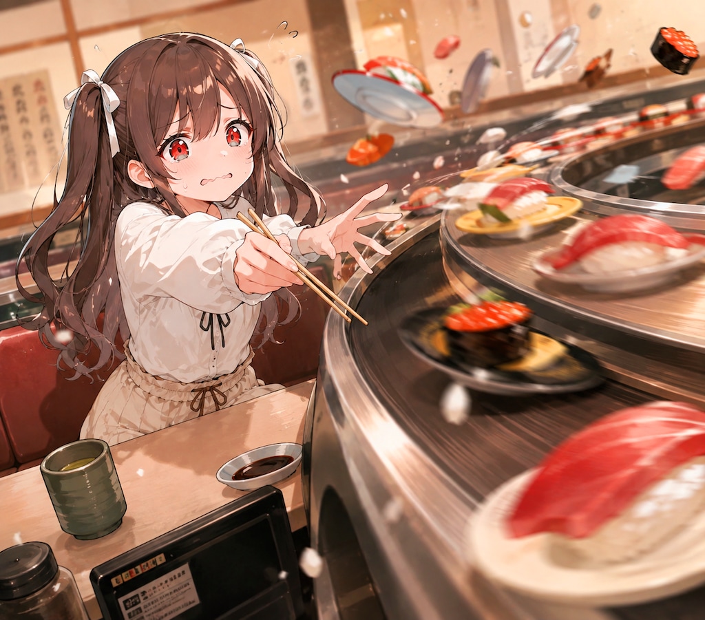回転寿司と少女