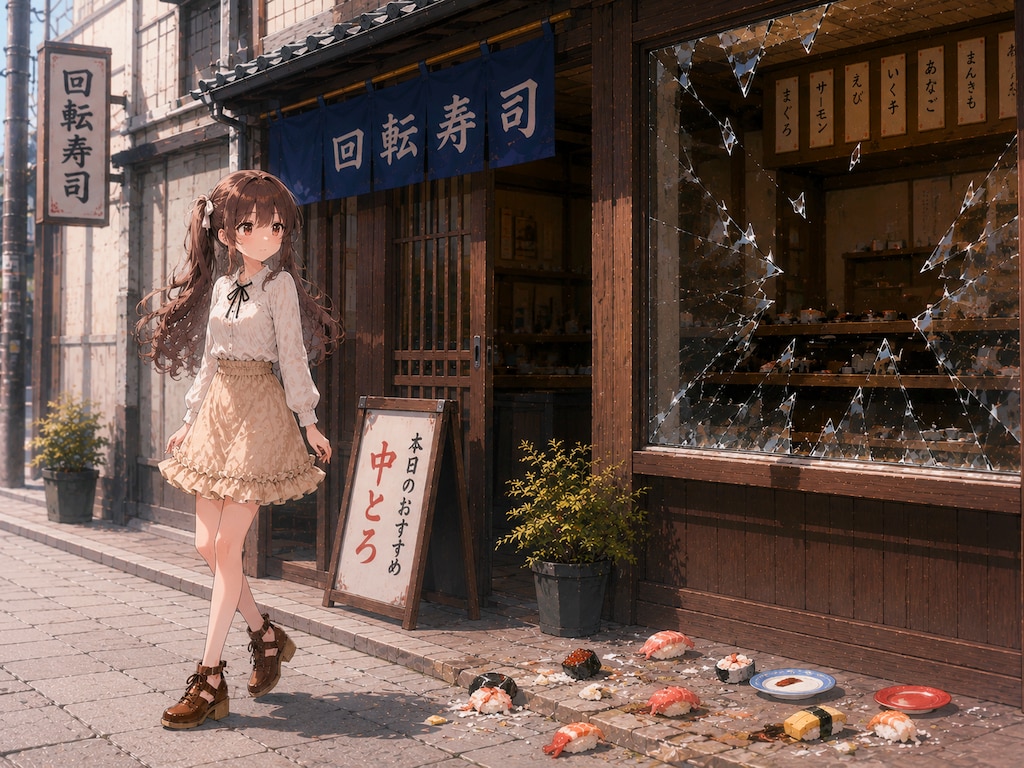 回転寿司と少女