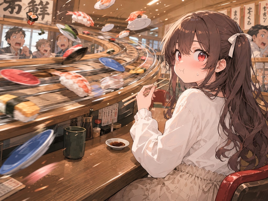 回転寿司と少女