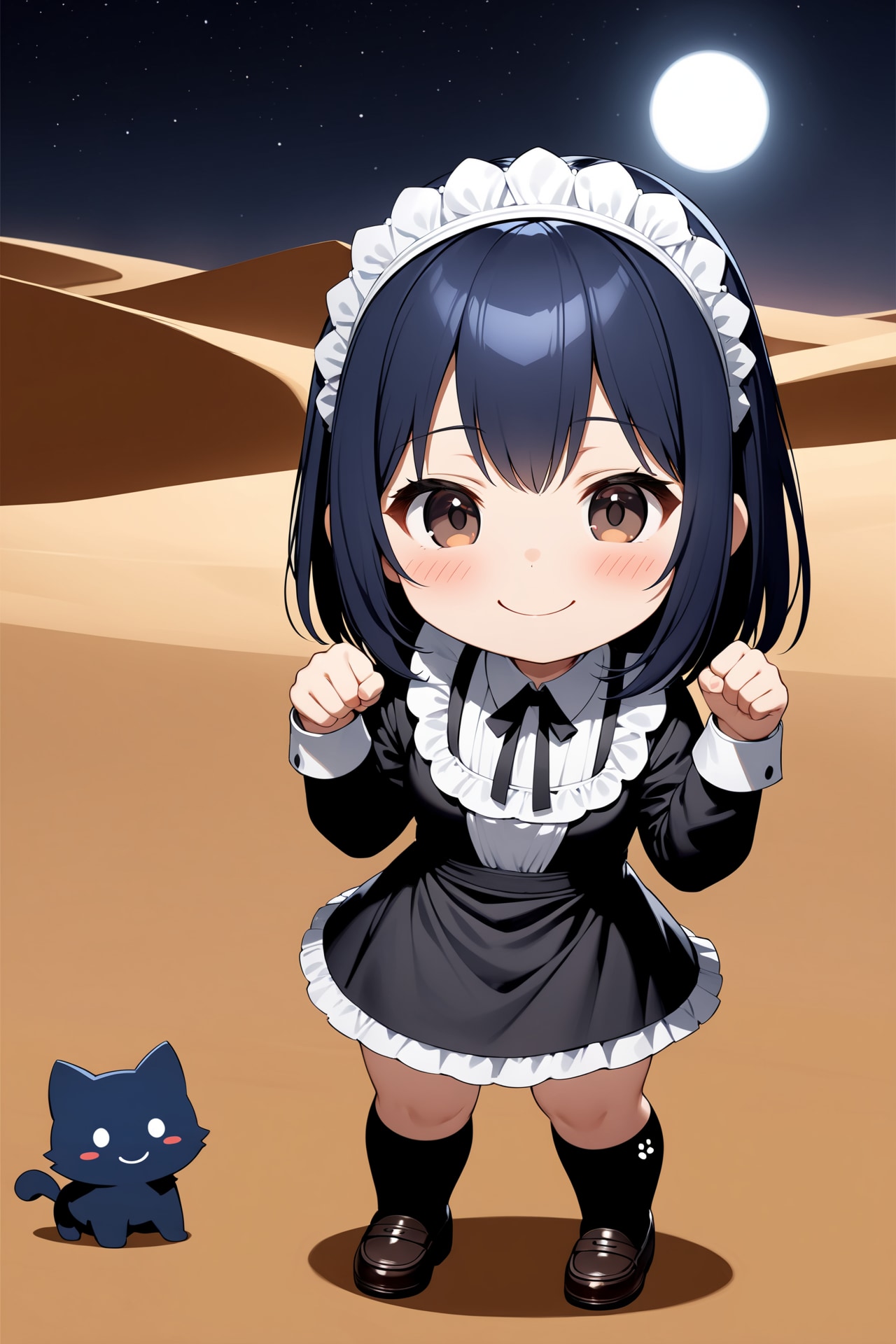 砂漠のメイドさんと猫 | の人気AIイラスト・グラビア