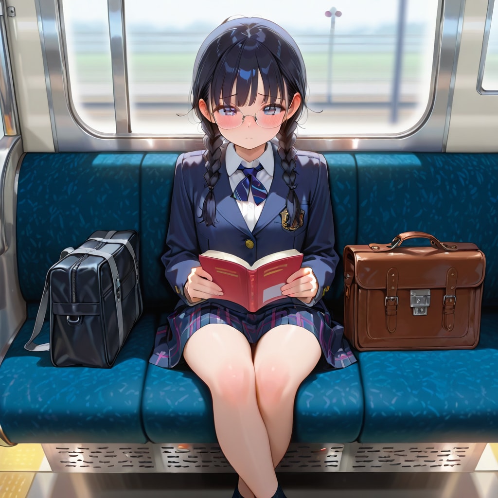 電車で読書中