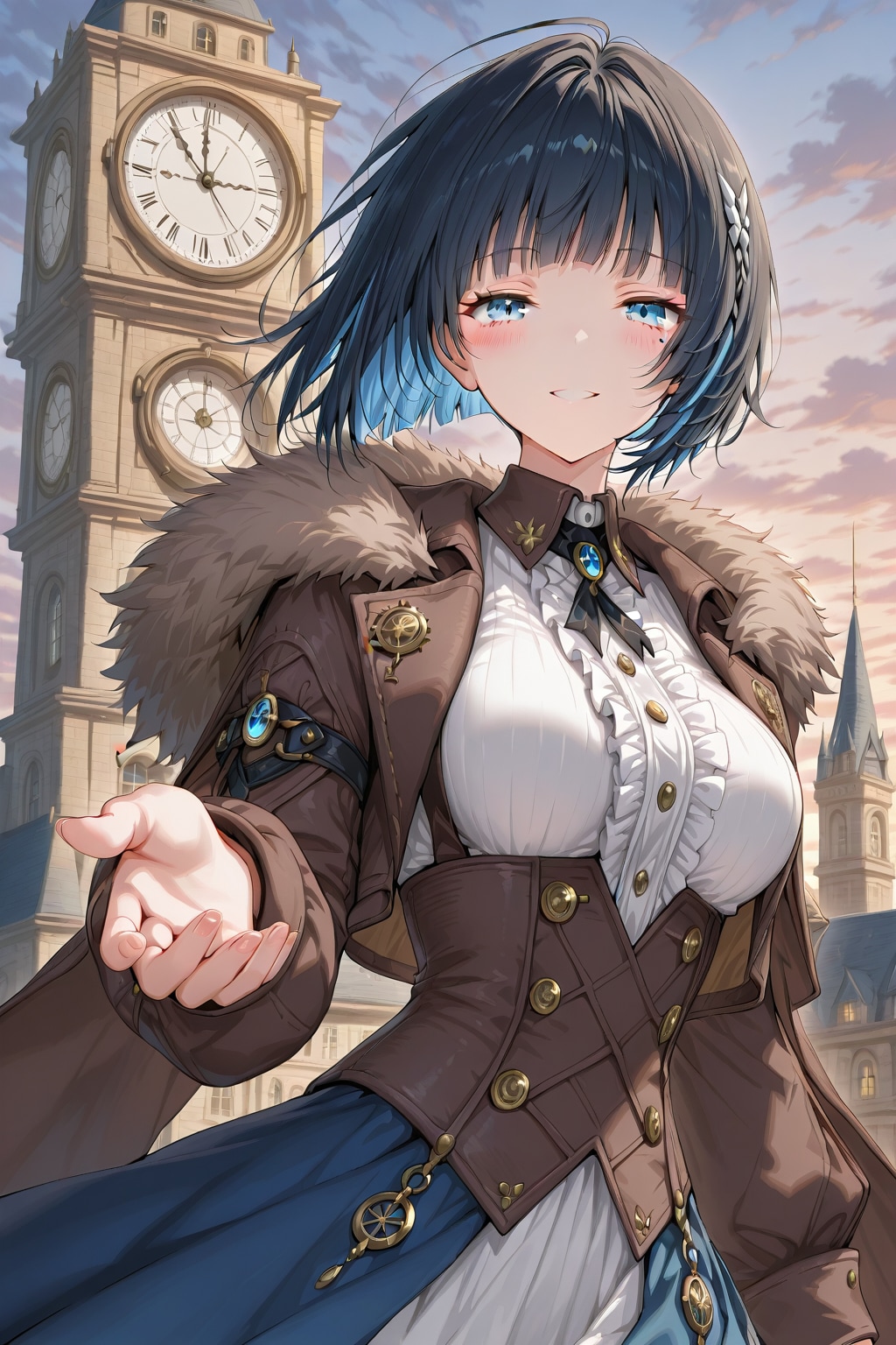 塔の影に隠れた笑顔 | の人気AIイラスト・グラビア