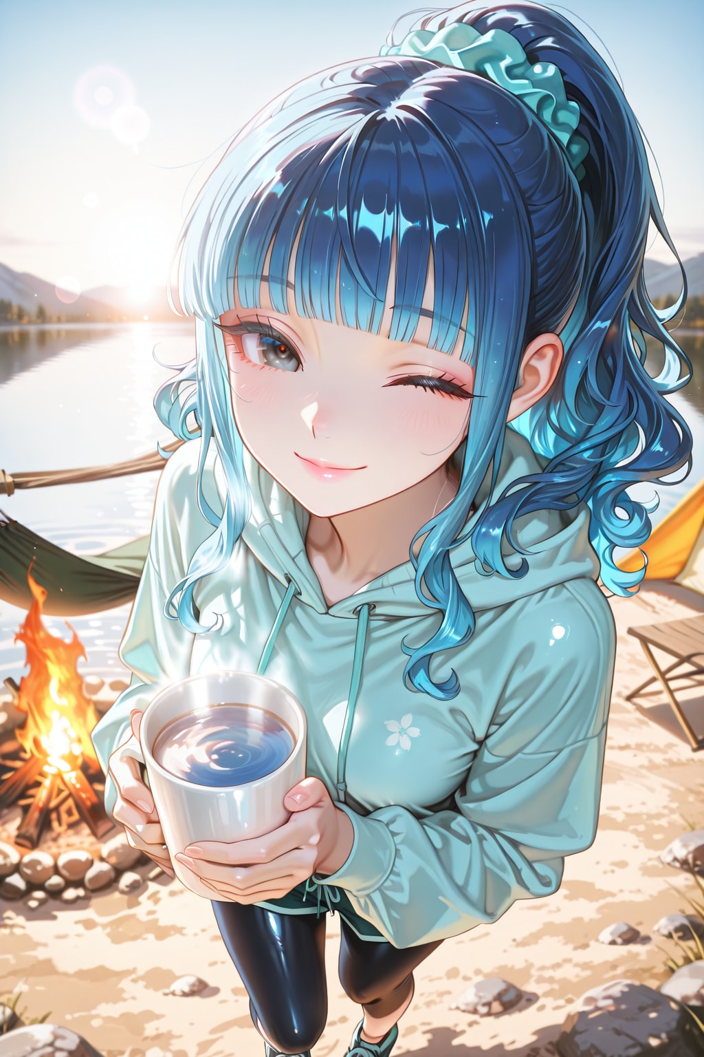 う〜〜ん❤️キャンプ場の朝は爽やかで気持ちいいわね❤️