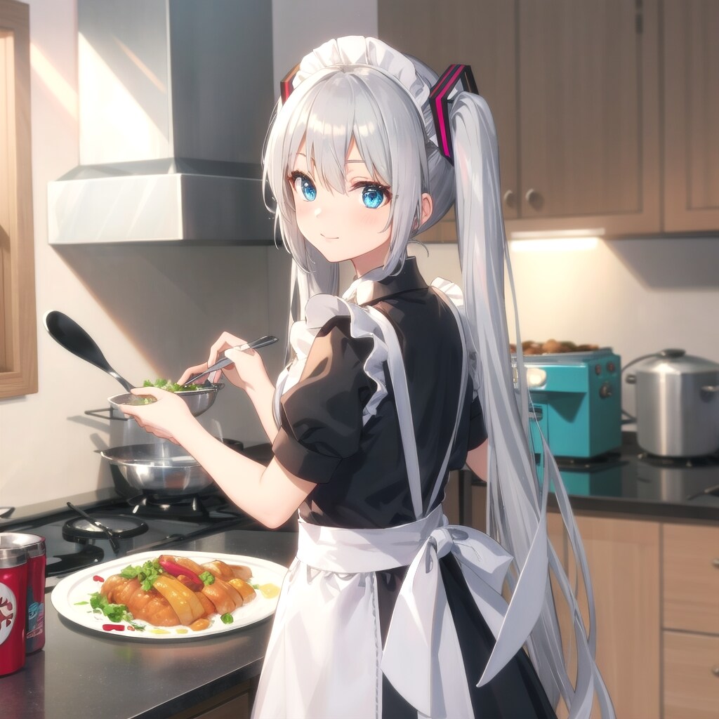 メイドさん料理中