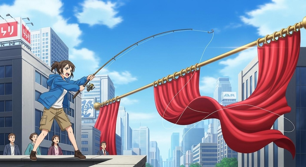 カーテンを予想外の場所で釣る