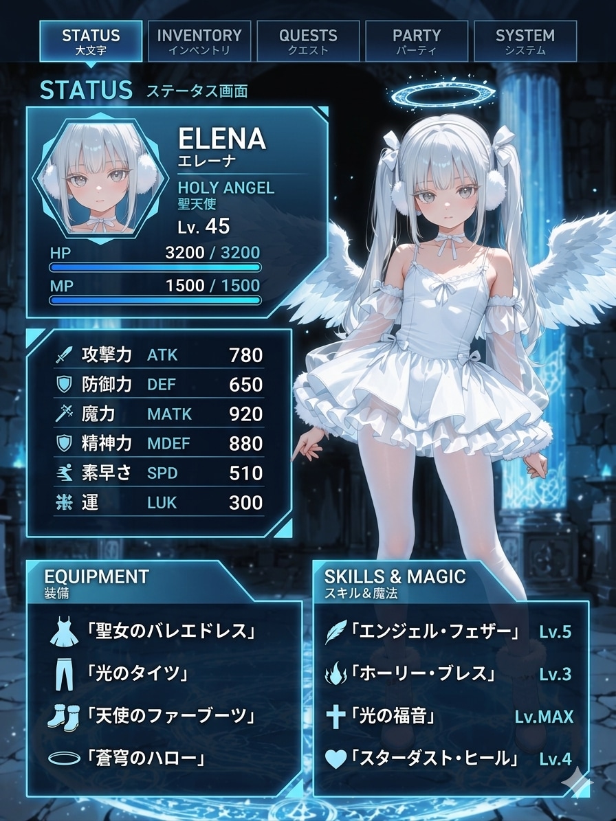 エレーナのステータス画面 | の人気AIイラスト・グラビア