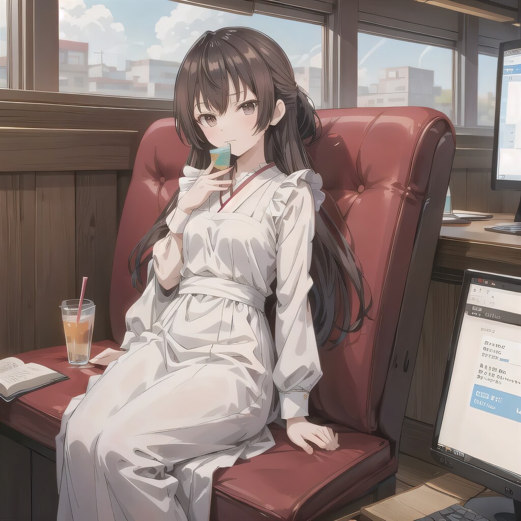 黒髪ロングで漫画喫茶の少女５