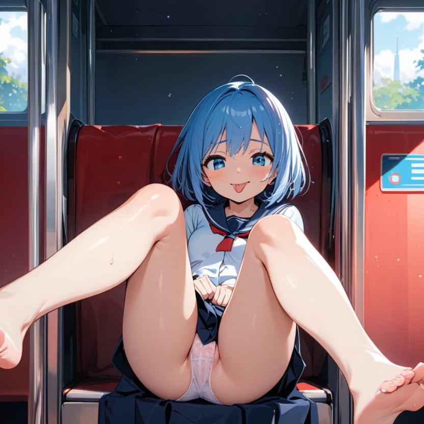 電車で誘惑する青髪ちゃん2