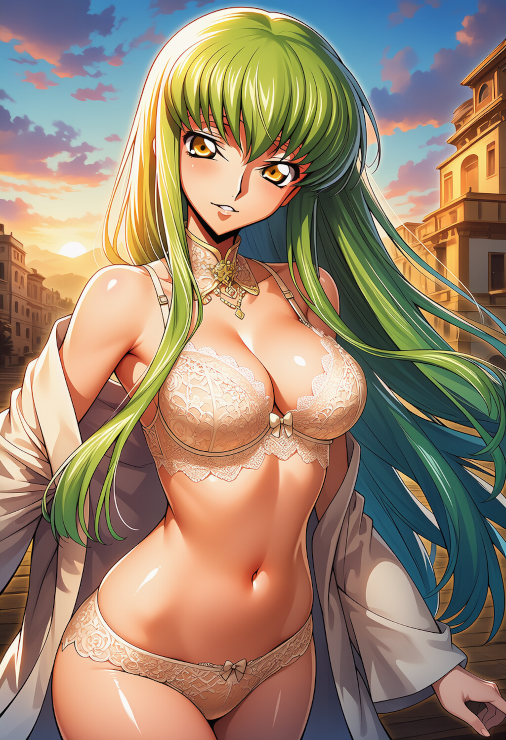 彩街の朝光に滲む微熱 — Color Street Dawn, Velvet Glow