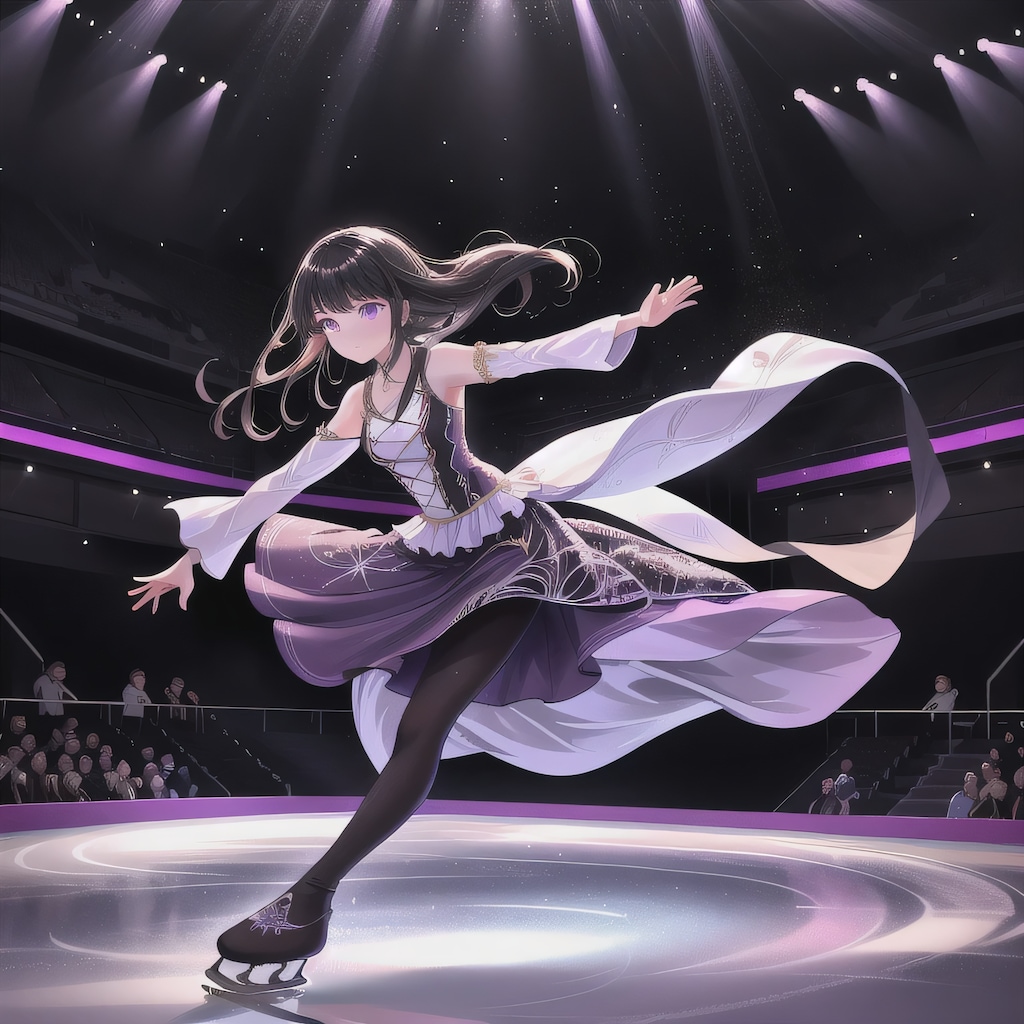 黒髪ロングでアイススケートの少女２５