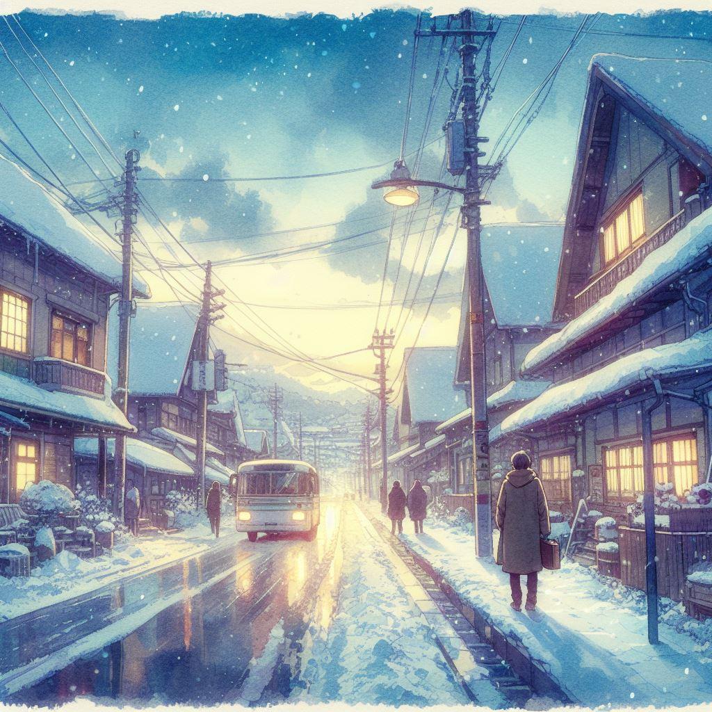 雪道の日の出