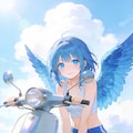 バイクに乗る天使少女_Seedream4.5 2枚目
