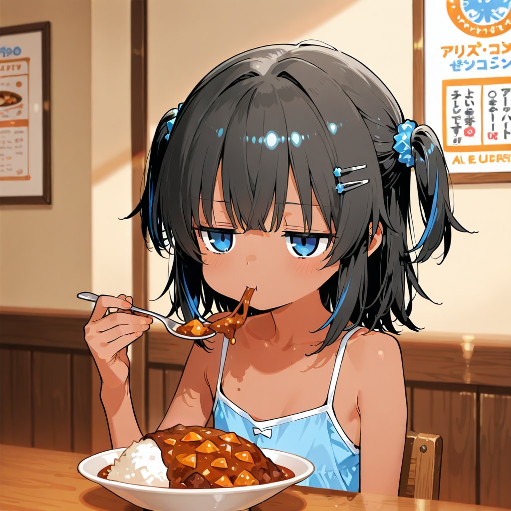 カレーを食べるこなつちゃん