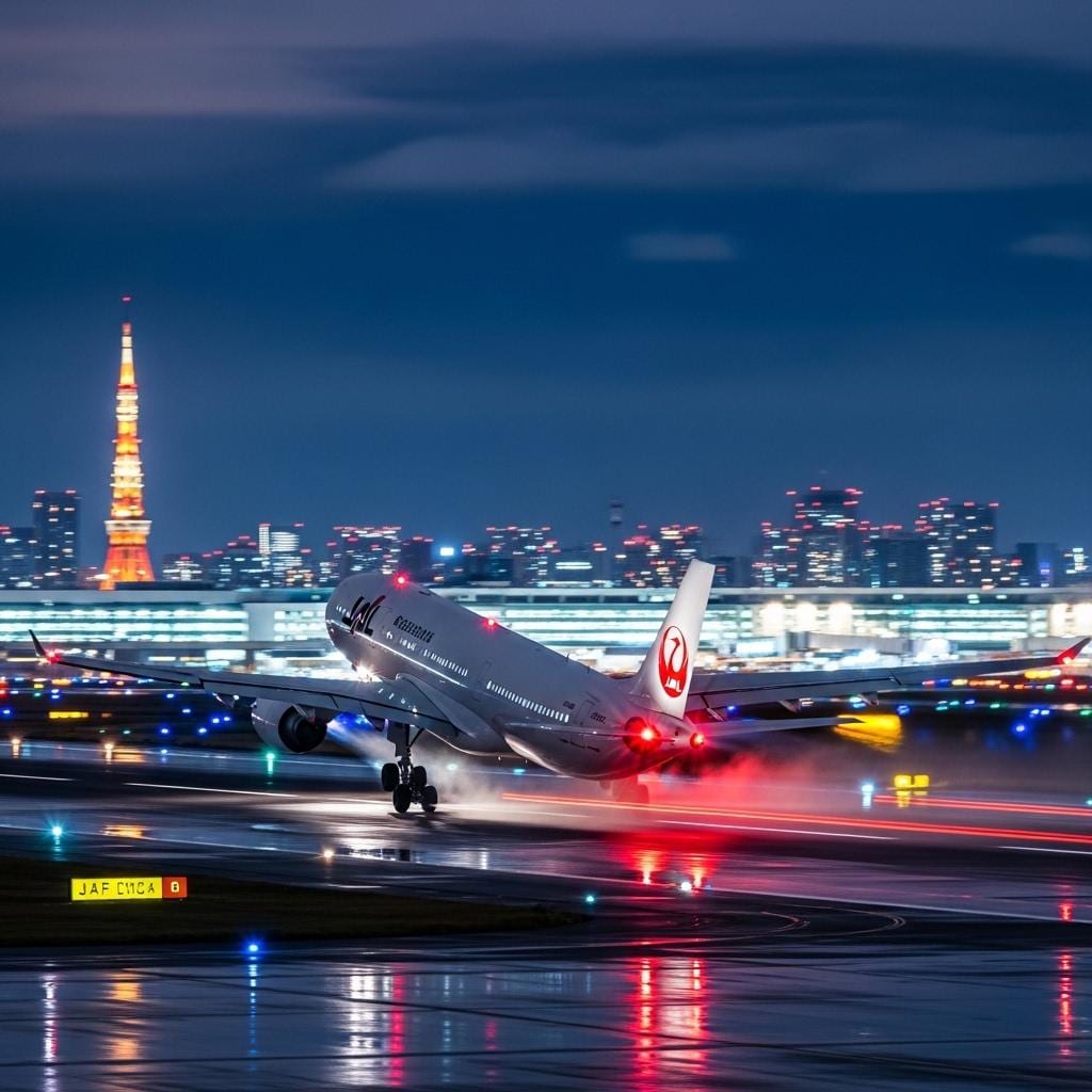 羽田空港を飛び立つ