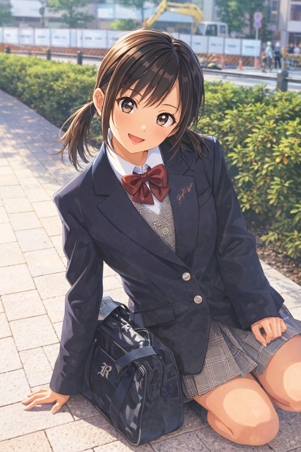 歩道に座る女の子２