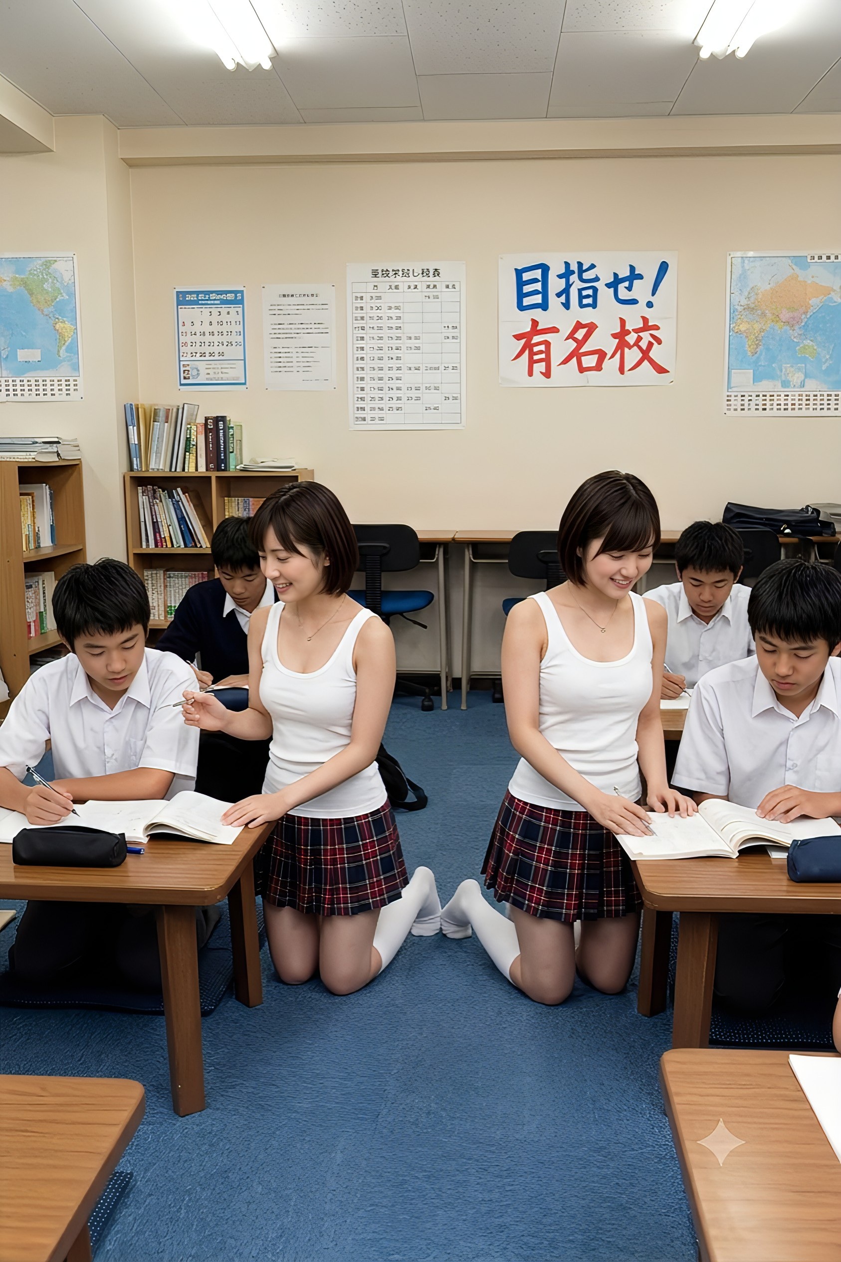 先生！ミニスカが気になって勉強になりません！😍🤤😡 | の人気AIイラスト・グラビア