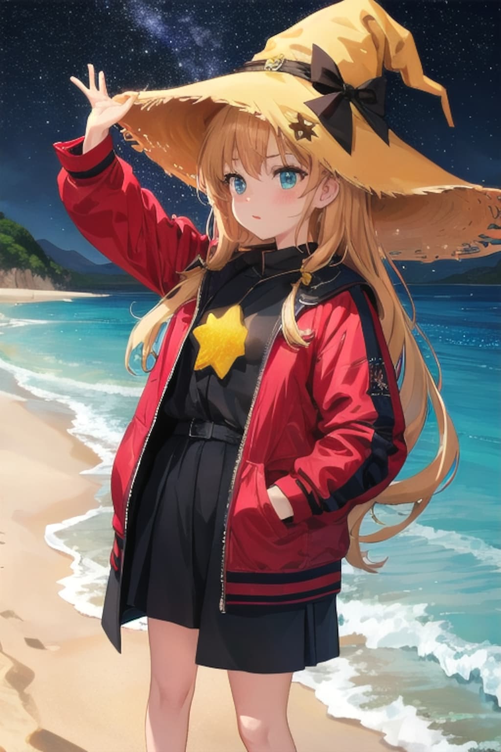 砂浜の魔女と星空