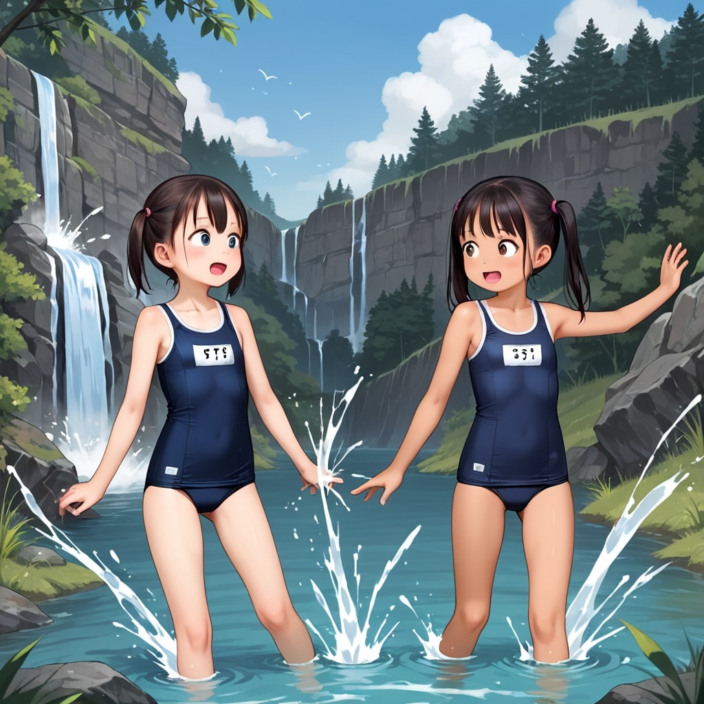 田舎の水遊び