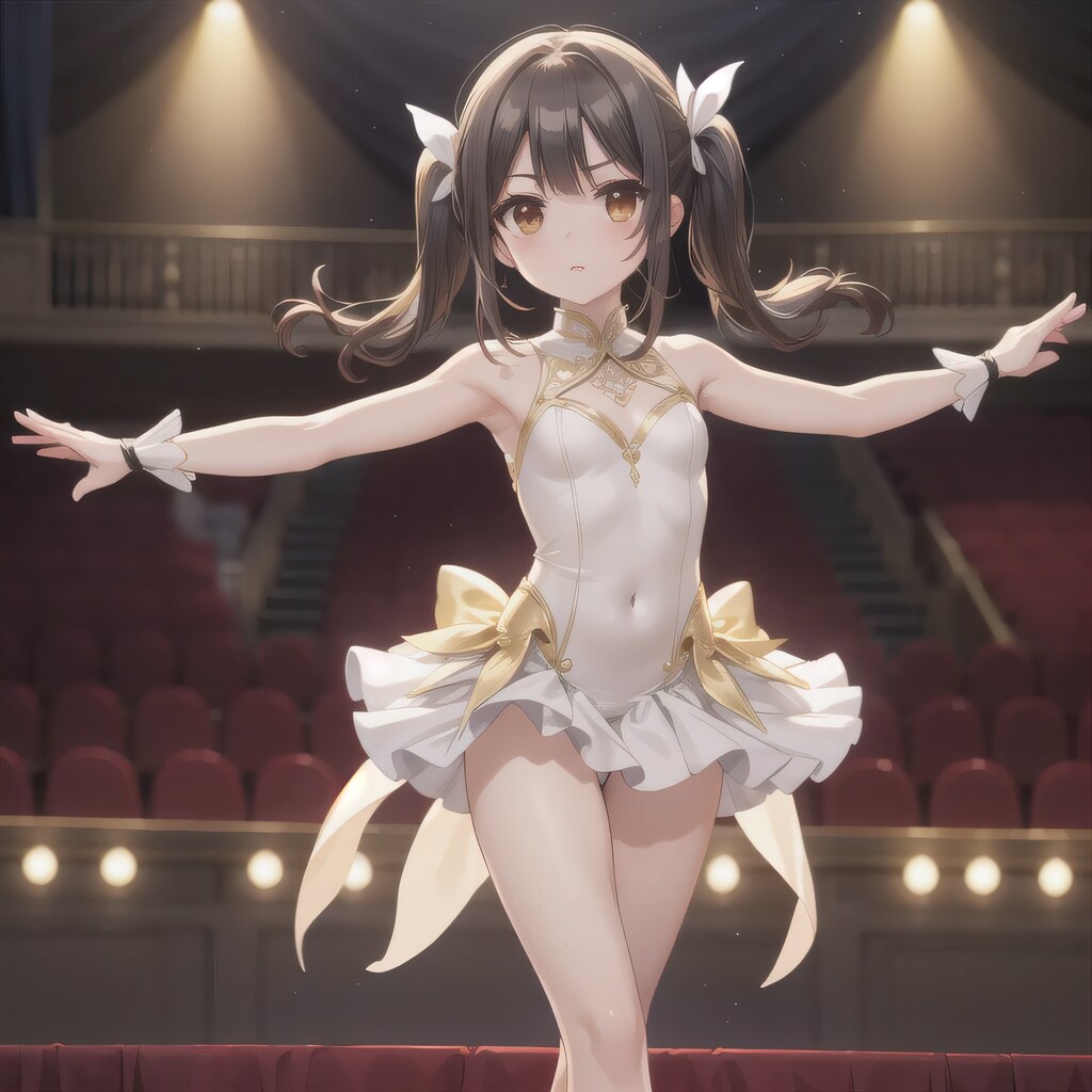 黒髪ツインテでチュチュの少女