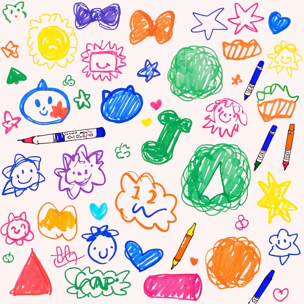 幼稚園児が書いたような絵