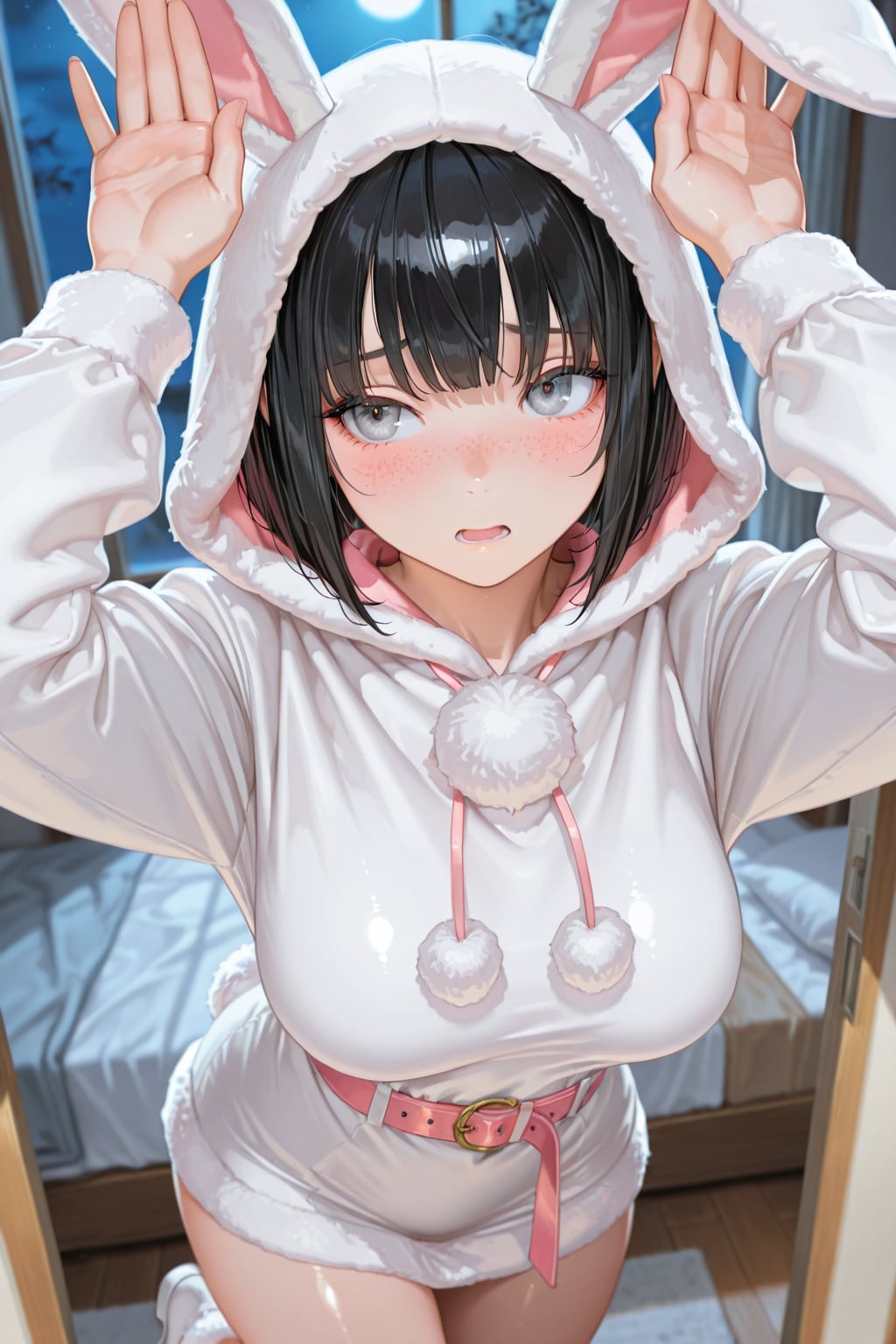 うさ耳フードのそばかすボブちゃん