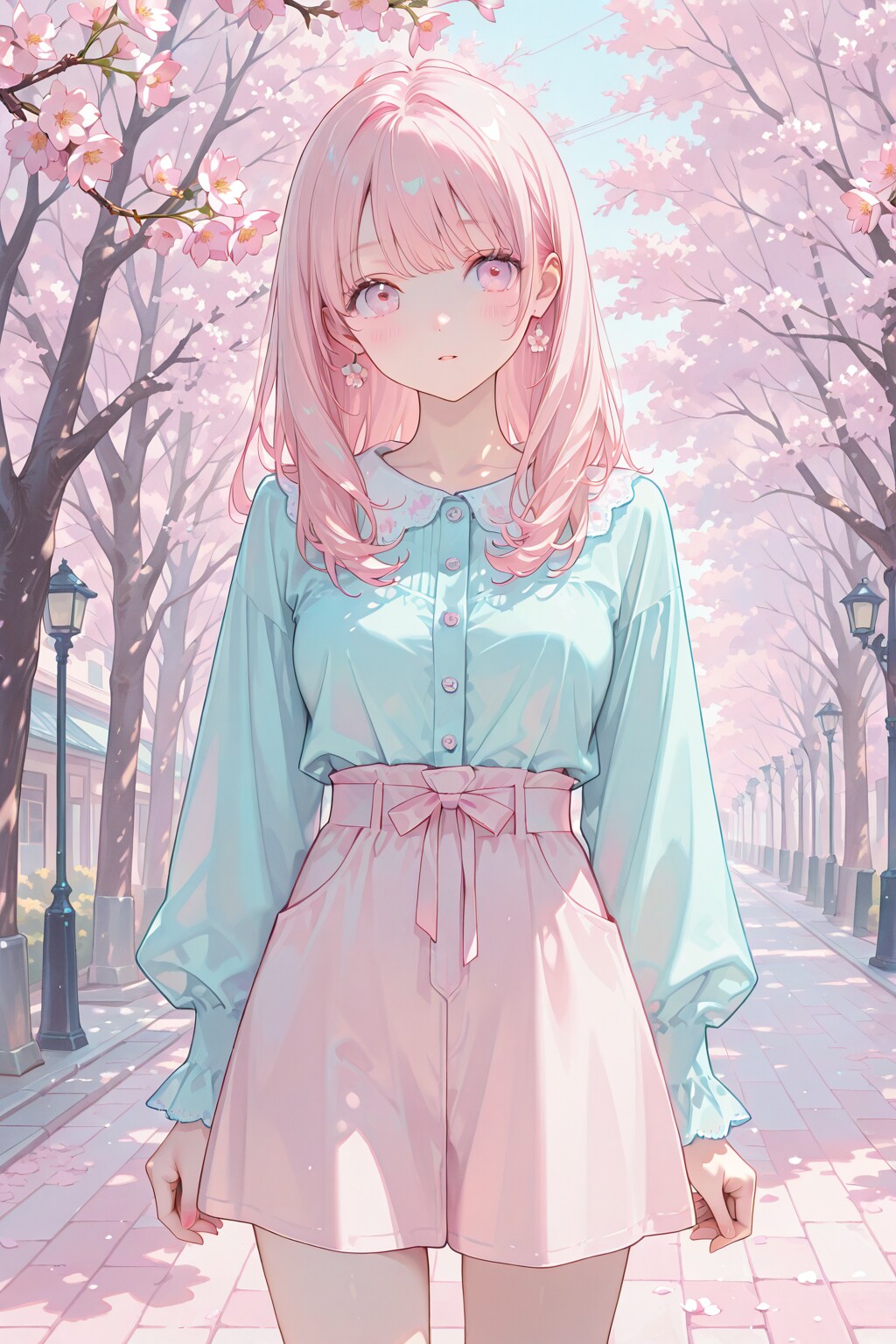 桜と春色コーデ