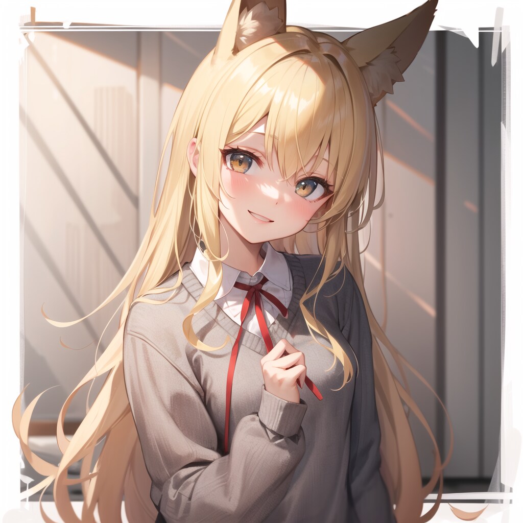 狐っ娘にスクールセーターを