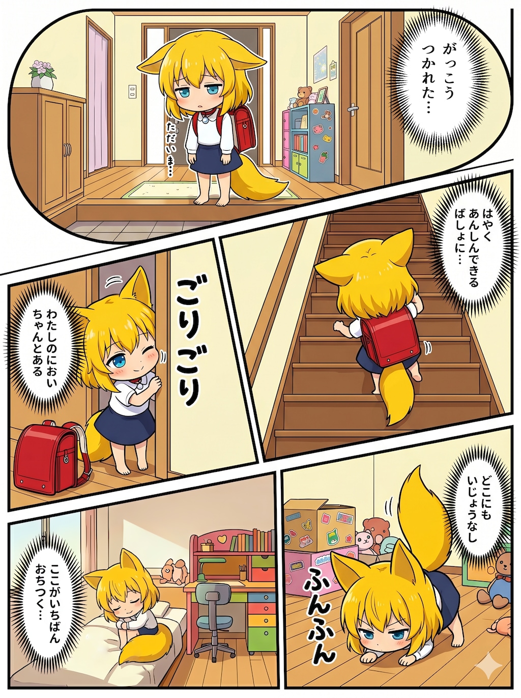 自分の縄張りのにおいで安心を確かめるキツネ