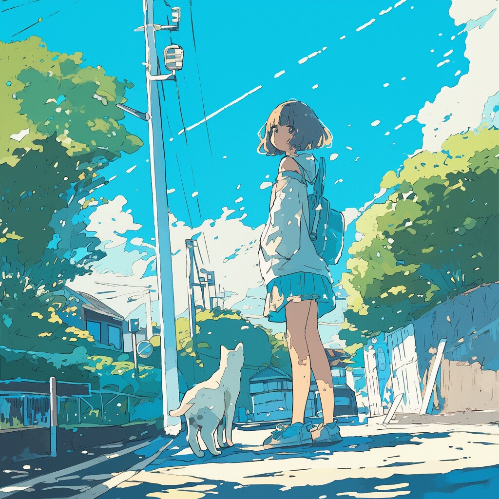 少女と猫 | の人気AIイラスト・グラビア