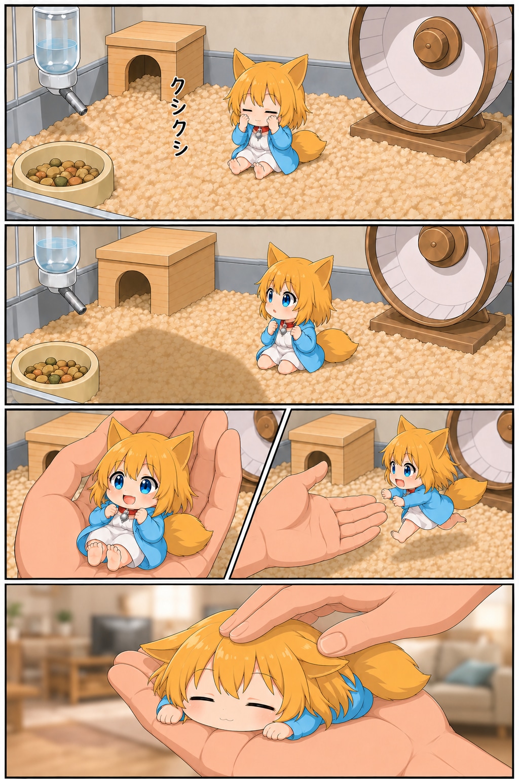 よく懐いている手乗りキツネ