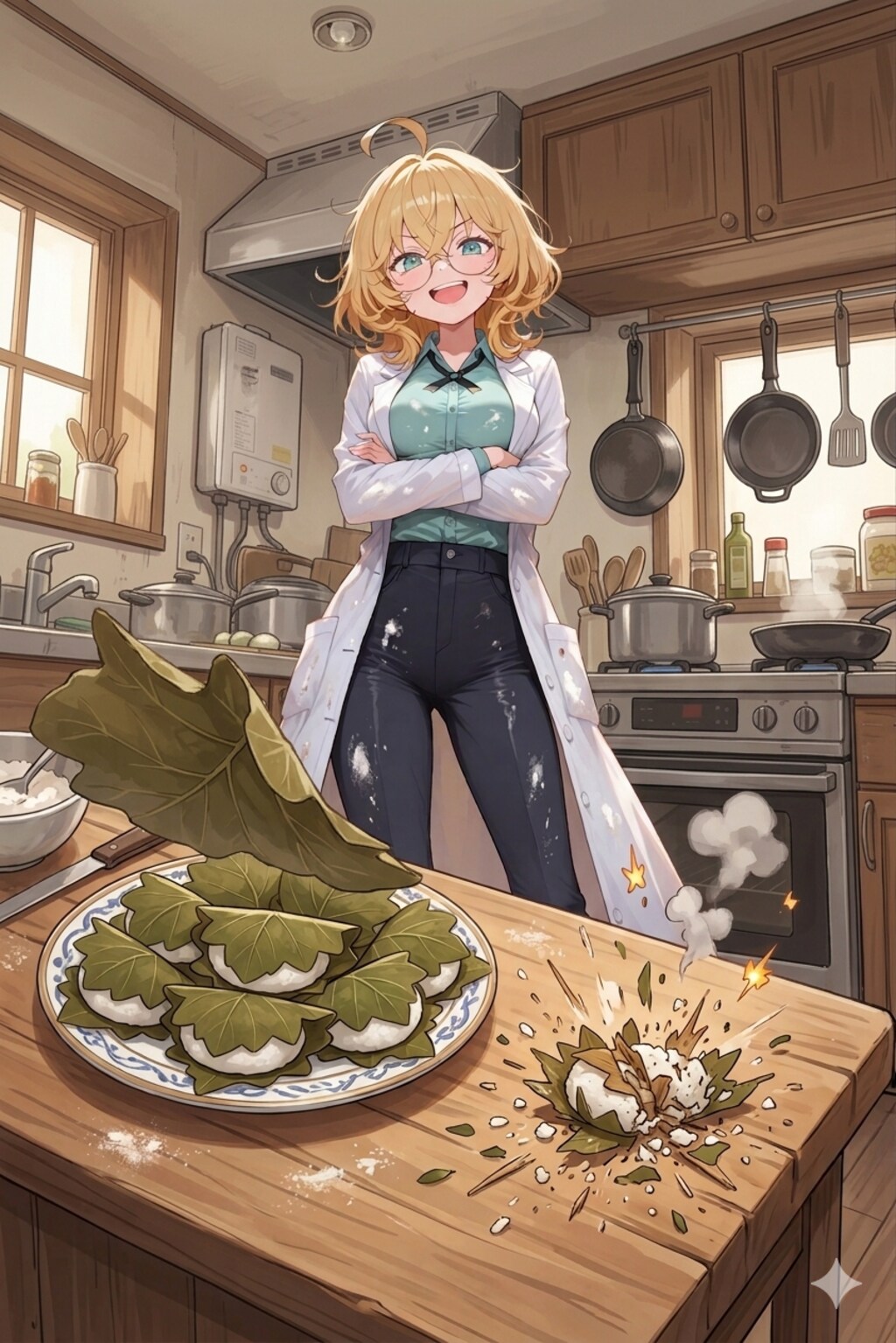 柏餅を作る理久さん