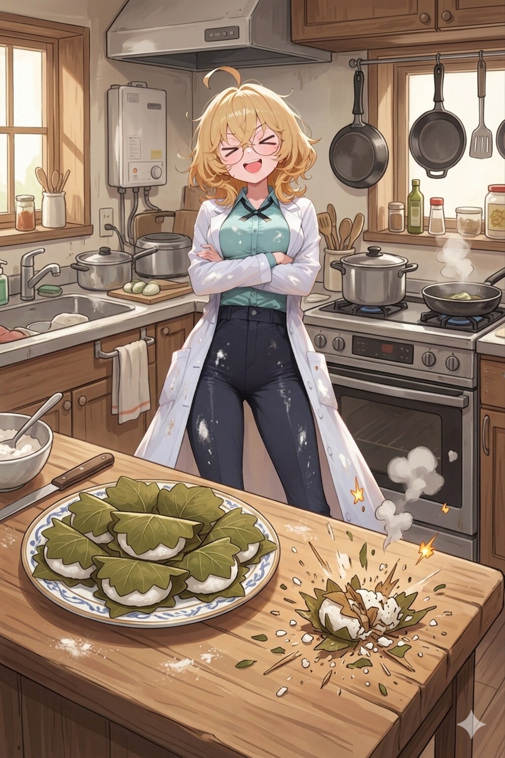 柏餅を作る理久さん