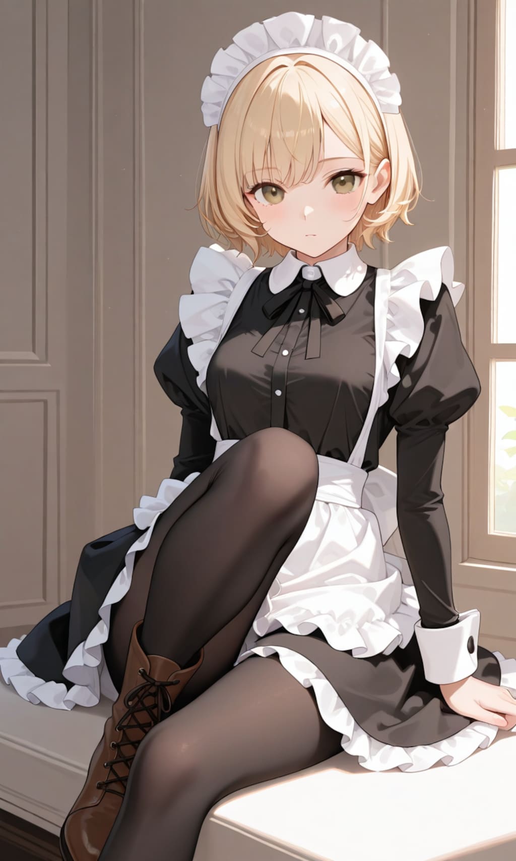 金髪ショートヘアメイド